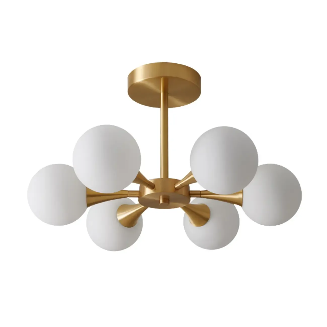 Modern Gold Glass Ball Semi Flush Mount Ceiling Light