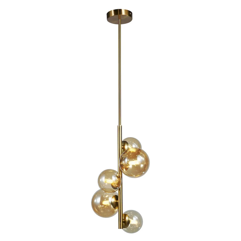 Katay Gold 5-Light Pendant Ceiling Light with Tinted Globe Shades