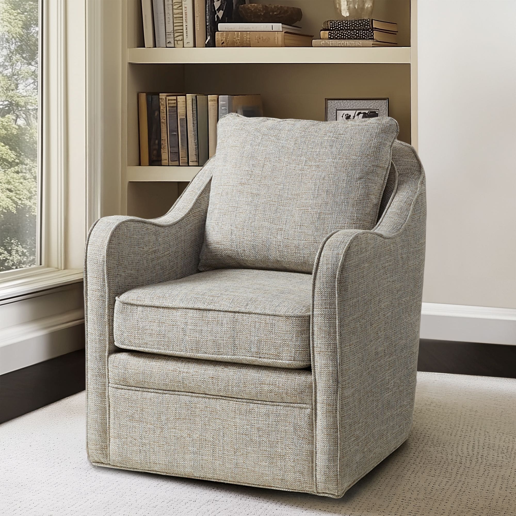 Madison Park Betty Upholstered Swivel Curved Armchair