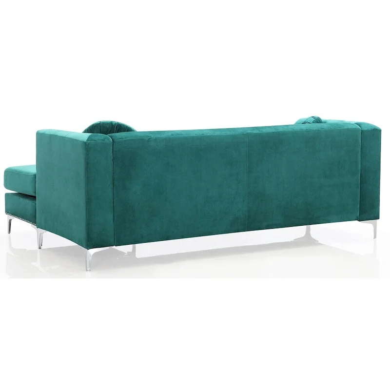 Pompano Velvet Button Tufted Sofa with Chaise