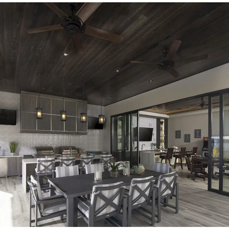 Ellwood Collection 68  Carved Wood Blade Ceiling Fan - 68 in x 68 in x 15.7 in