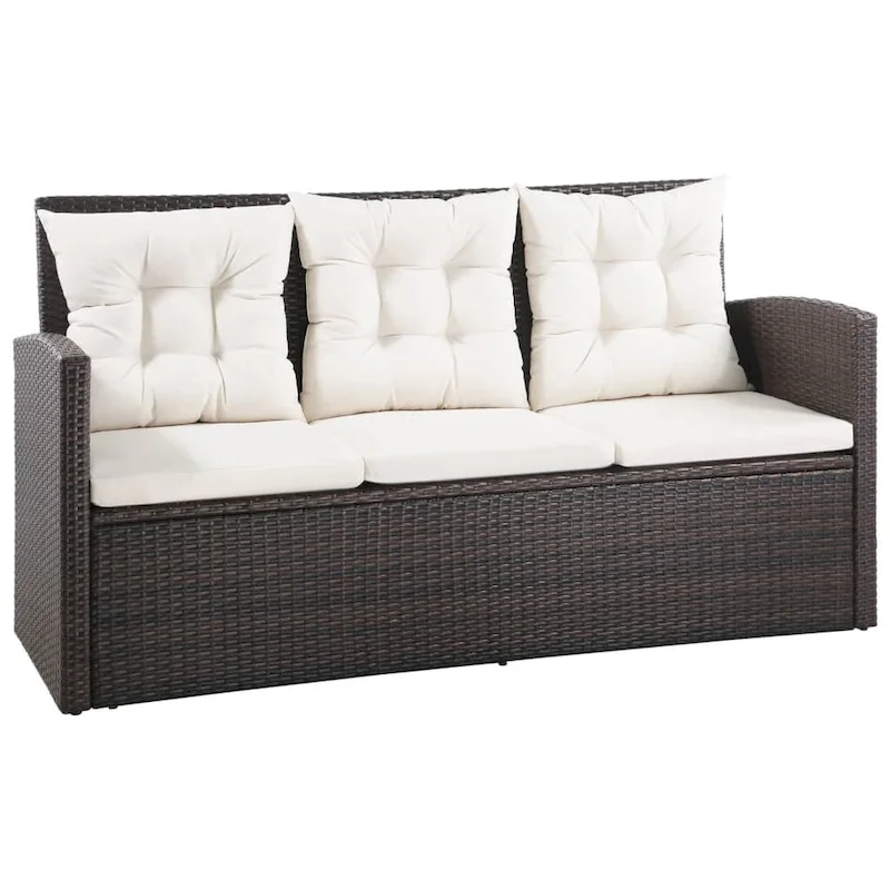 vidaXL Patio Furniture Set Conversation Set Sectional Sofa with Table Rattan - 47.2 x 27.6 x 26