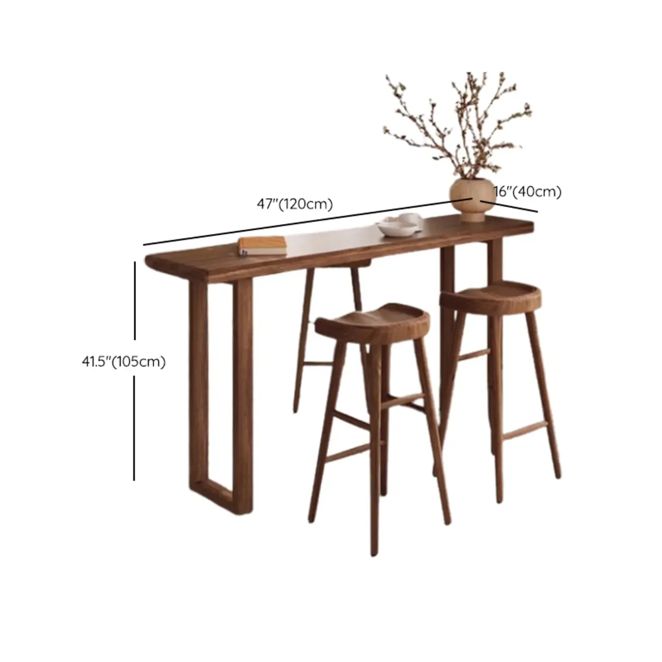 Rustic Cocoa Pine Fixed Top Sled Bar Tables