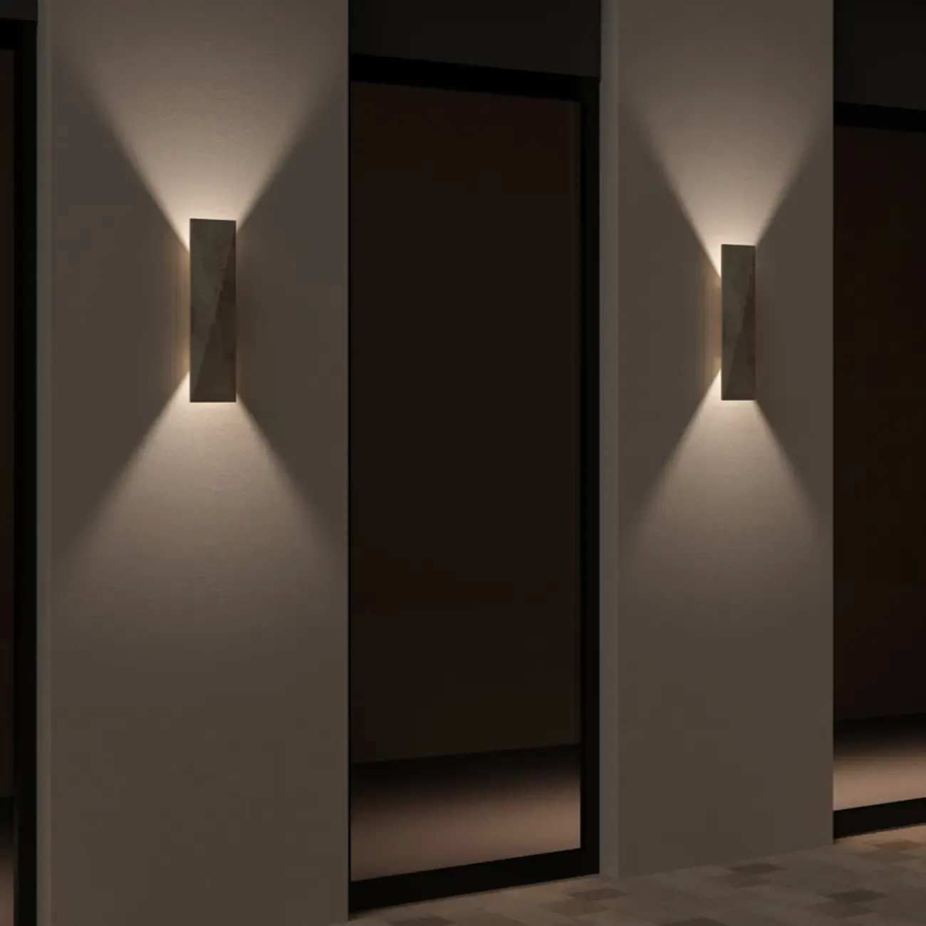 Modern Gray Rectangle 2-Light Wall Sconce Outdoor LED Lamp