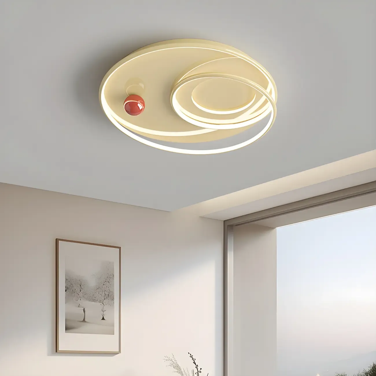 White Round Chic LED Dimmable Flush Mount Ceiling Light