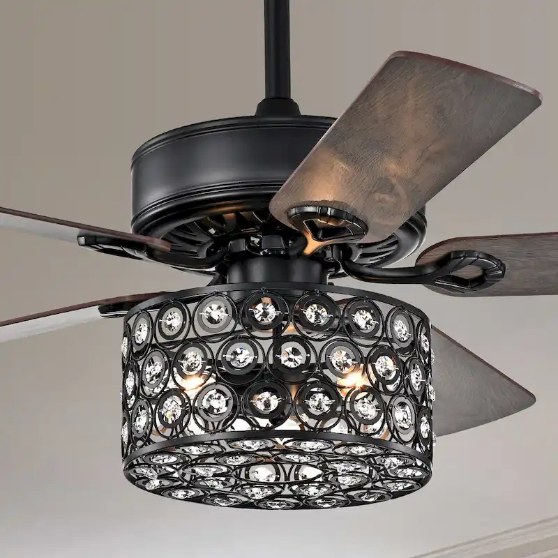 Annacaey Matte Black 52 inch 5 Blade Ceiling Fan