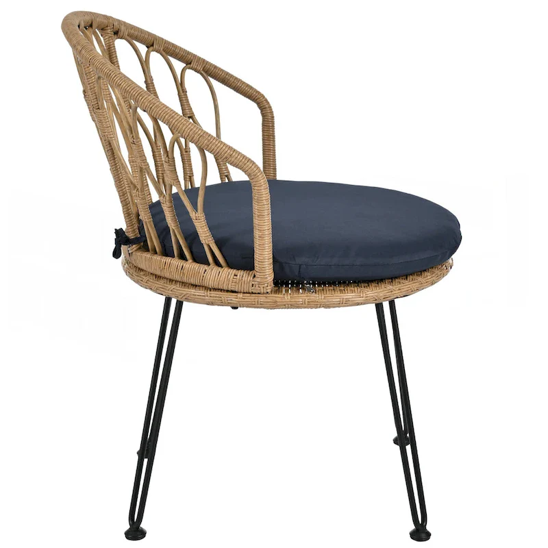 2 Rattan Single Chairs with A Glass Round Table