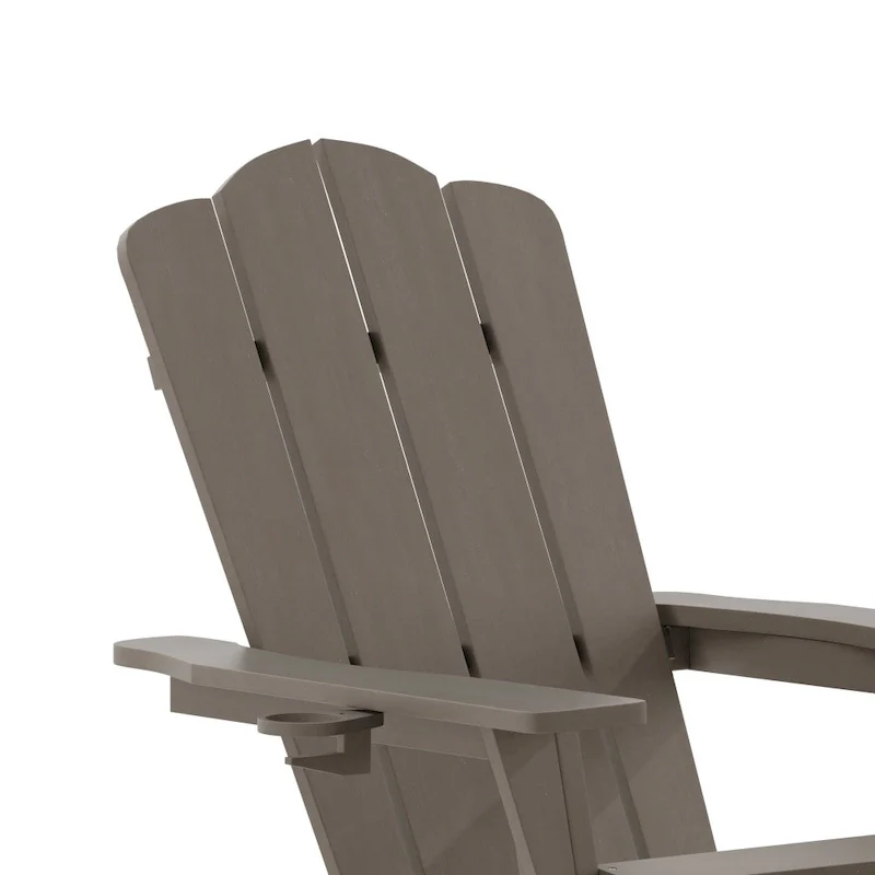 Commercial All-Weather Adirondack Chair with Pullout Ottoman & Cupholder