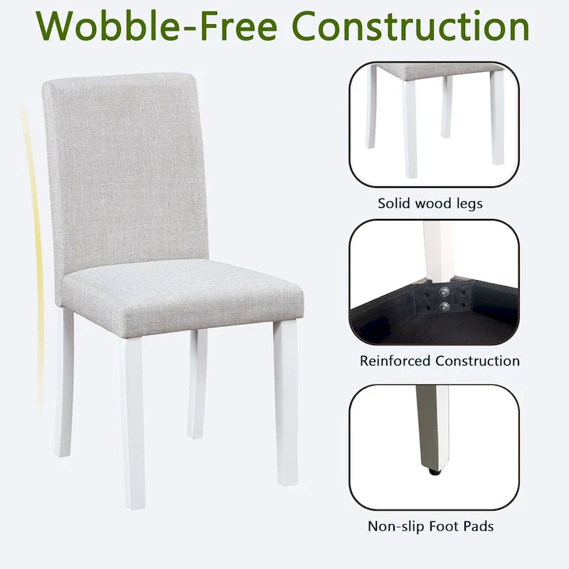 Dining Chairs Set of 2, Modern Kitchen & Dining Room Chairs, Upholstered Linen Cushion Seat and Rubber Wood Legs