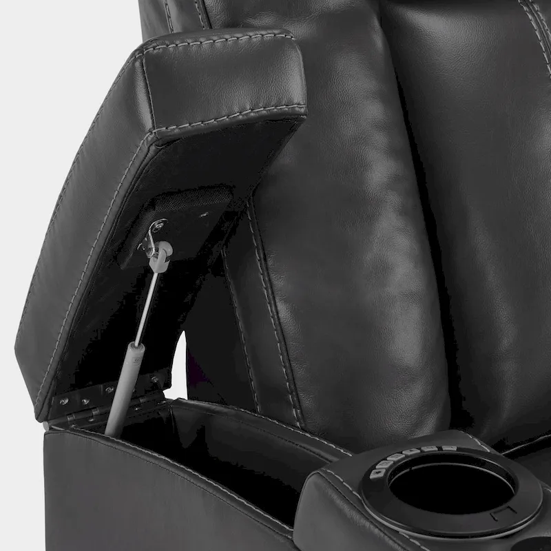 MCombo Power Recliner Chair, Home Theater Seating with Adjustable Headrest and Tray Table, Breathable Leather HTS422