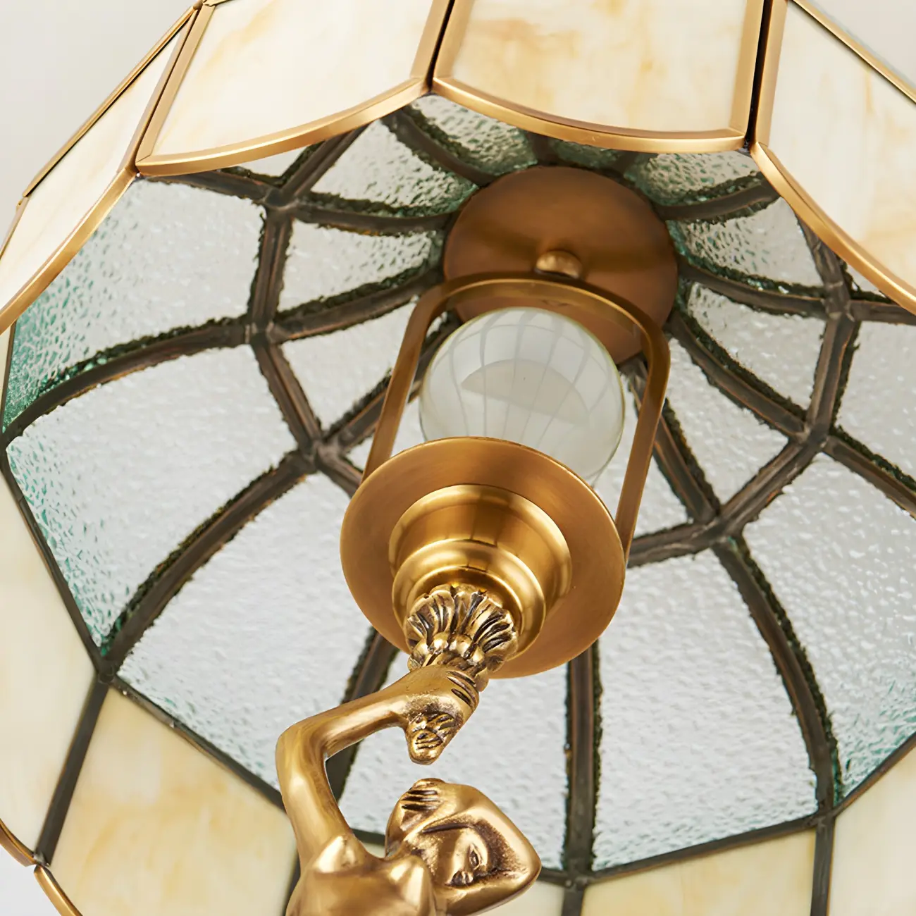 Artistic Figural Sculpture Brass Metal Dome Table Lamp