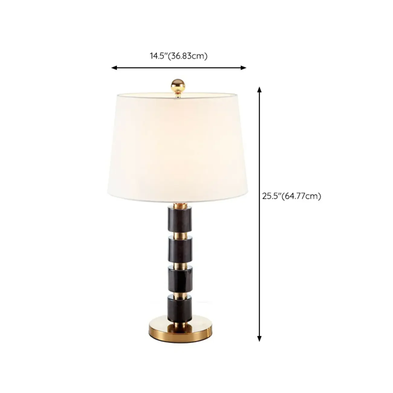 Elegant White Noble Stone Fabric Task Table Lamp