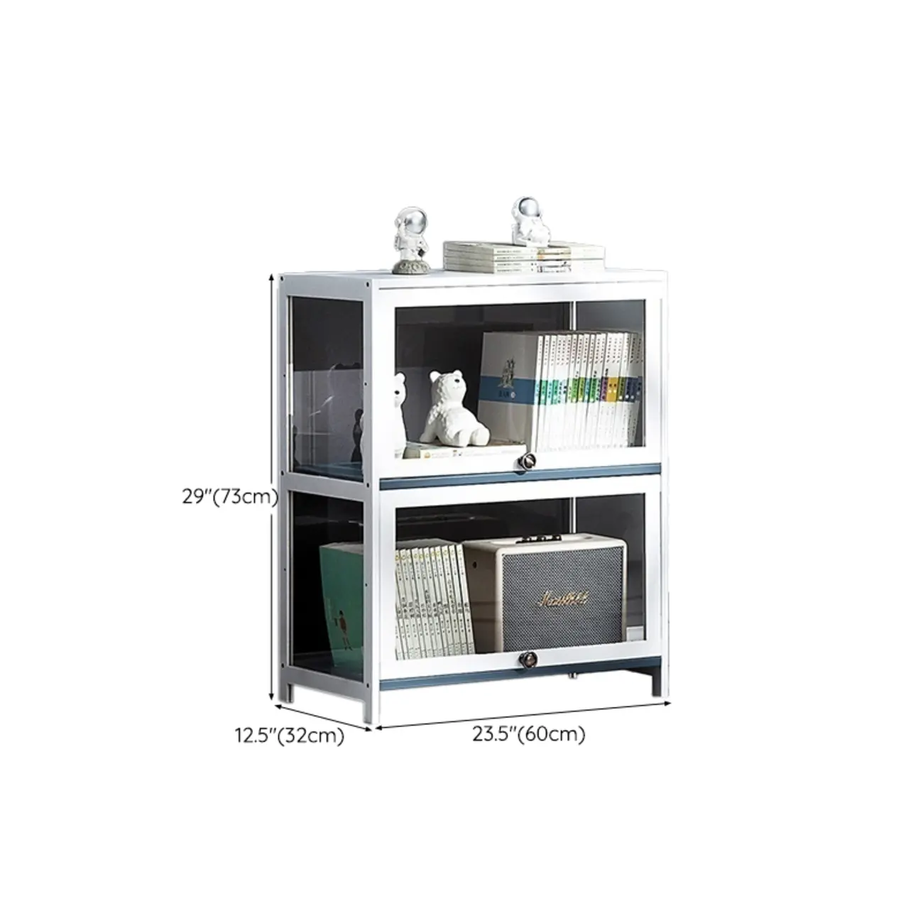 Modern White Bamboo Flip-Up Glass Display Cabinet
