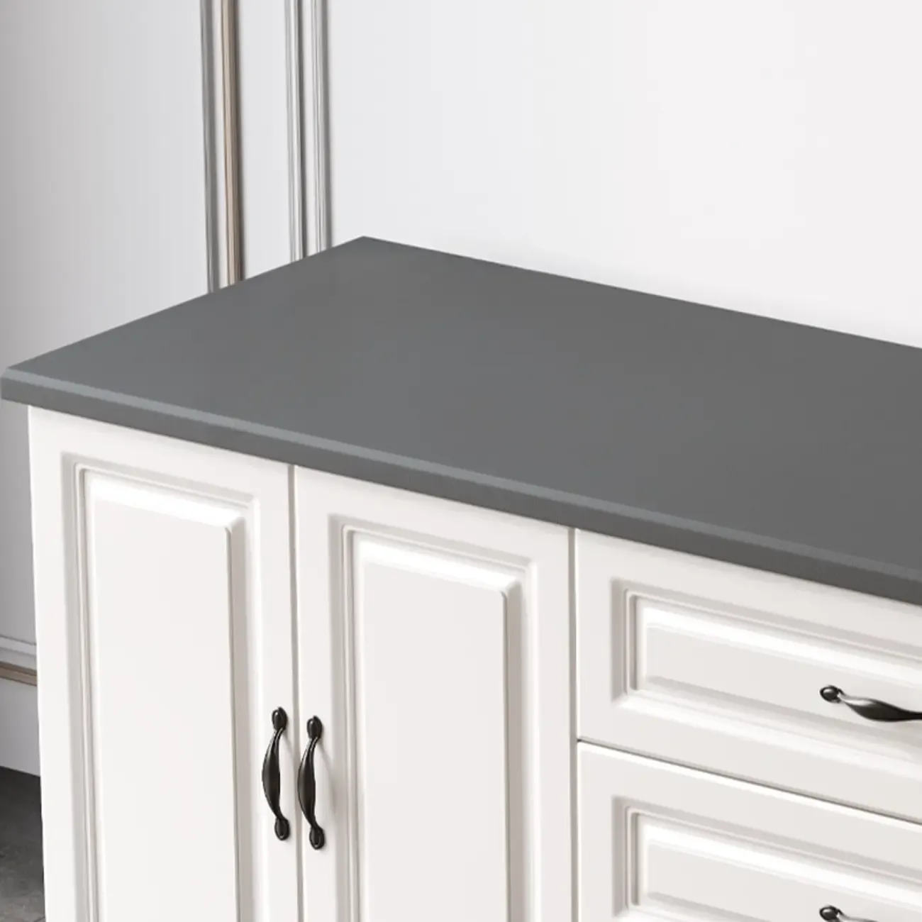 Modern Long Wood TV Stand with Cabinets