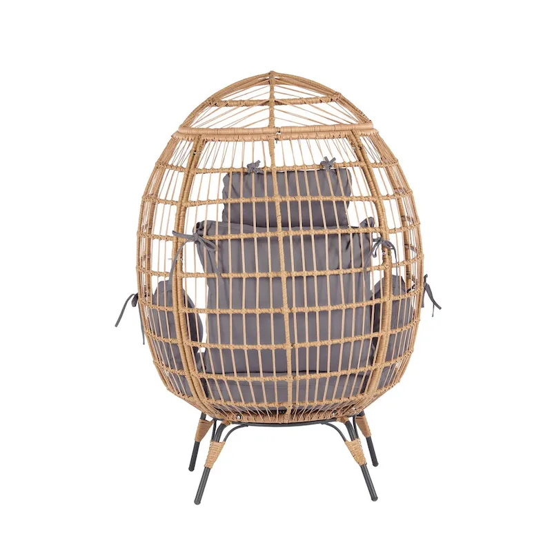 Steel Frame Wicker Egg Chair Max 440lb Capacity