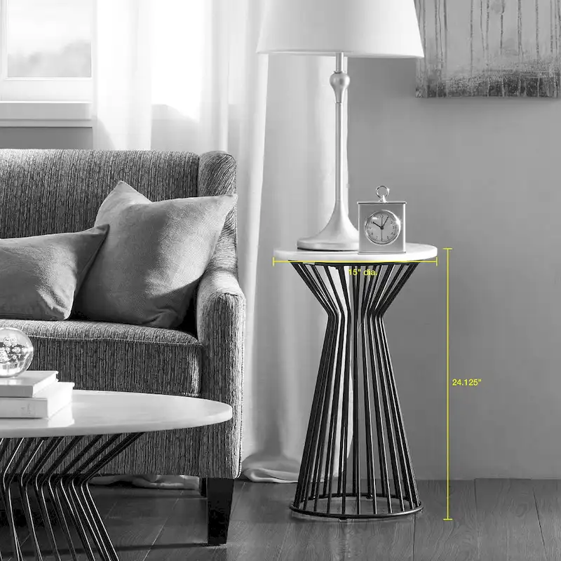 Madison Park Keaton White and Black Pedestal