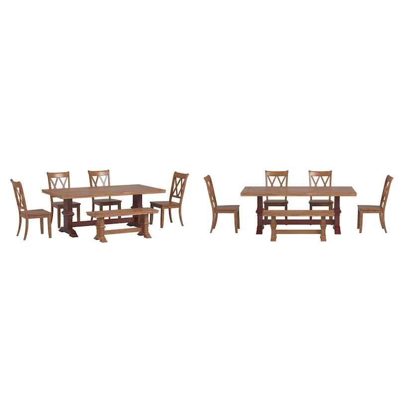 Ronda 78.7 Rectangular Solid Wood Top Dining Set with X-Back Chairs