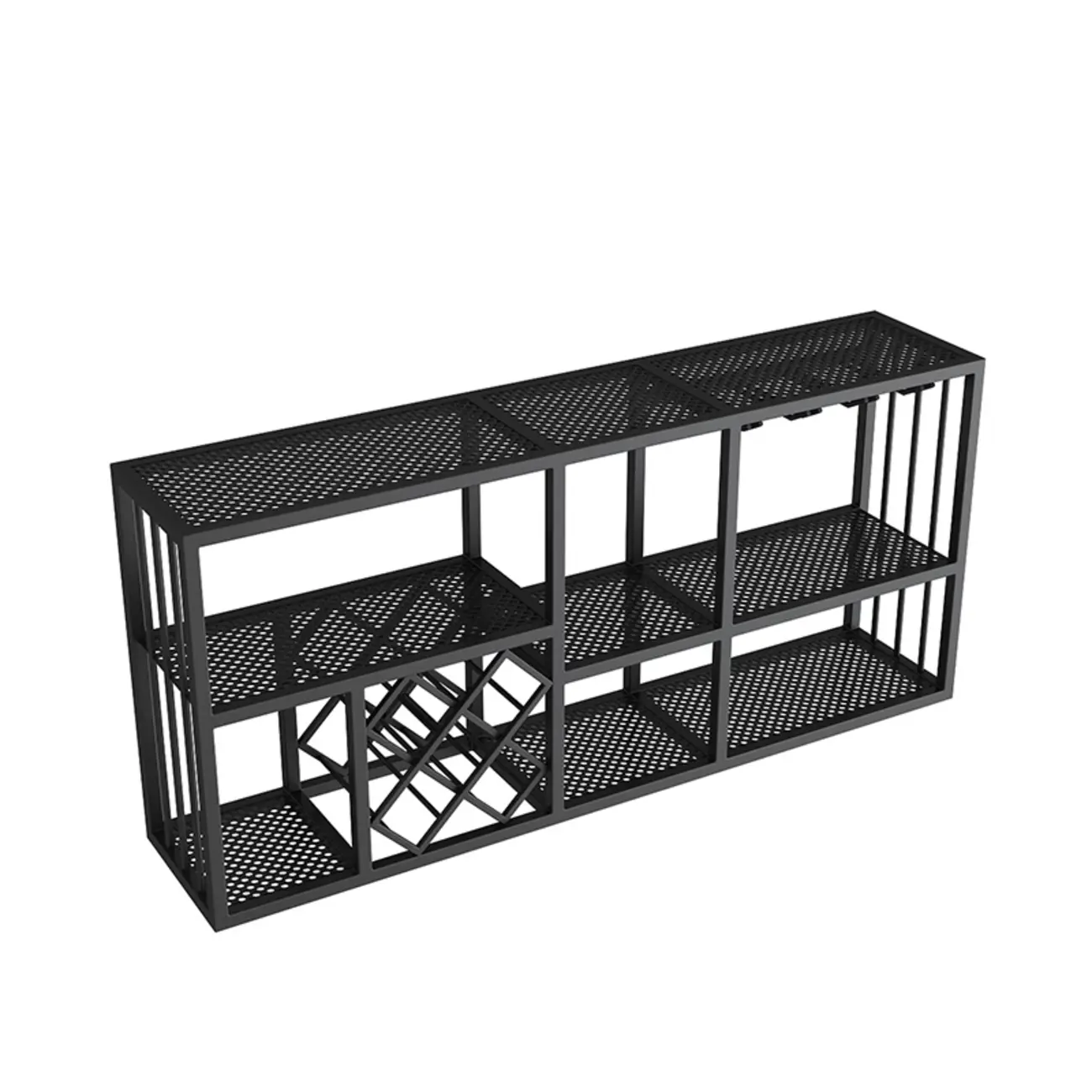 Lavish Metal Wall Hanging Open Wine Bottle and Wine Glass Holder