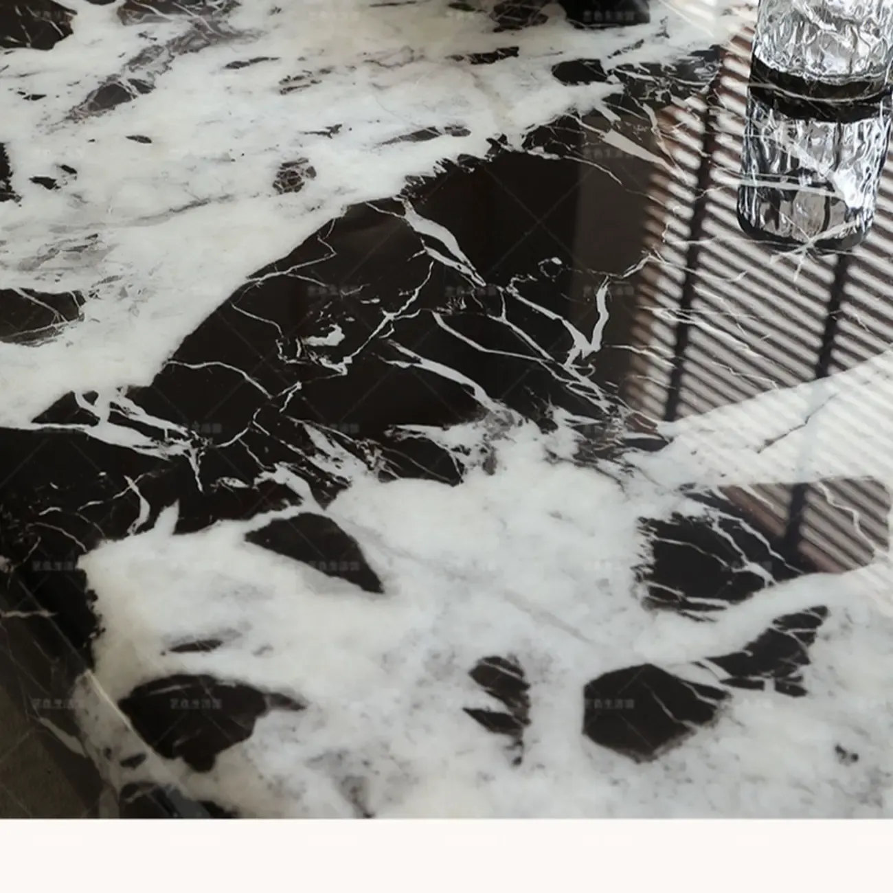 Modern Marble Black Rectangular Sleigh Coffee Table