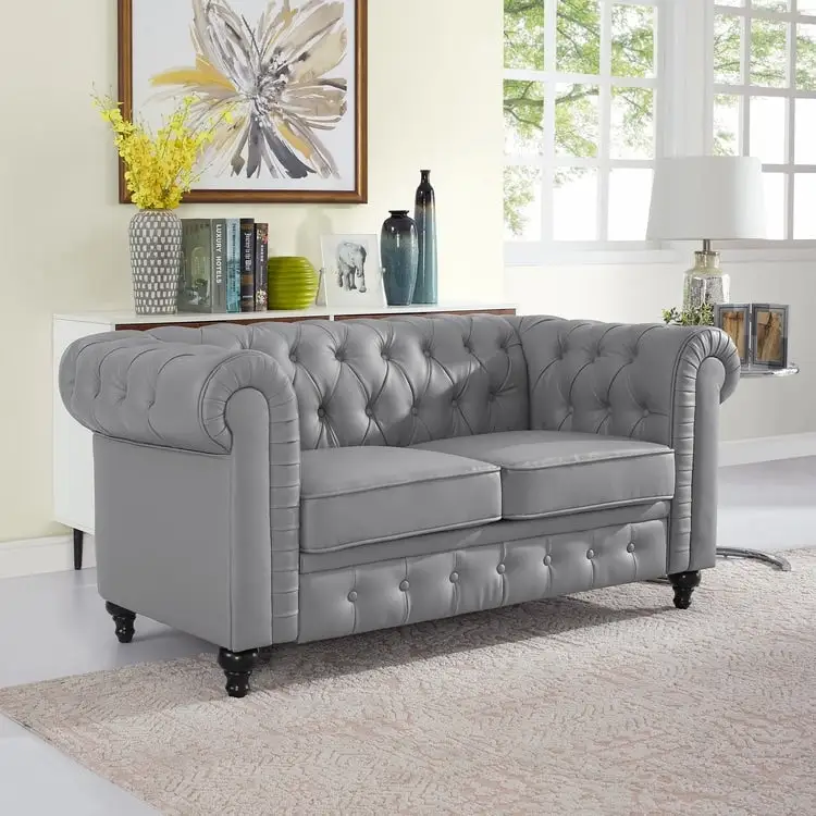 Emery Chesterfield Loveseat, Luxurious Comfort for Cozy Living Rooms, Mid-Century Modern couch, Elegance & Serenity