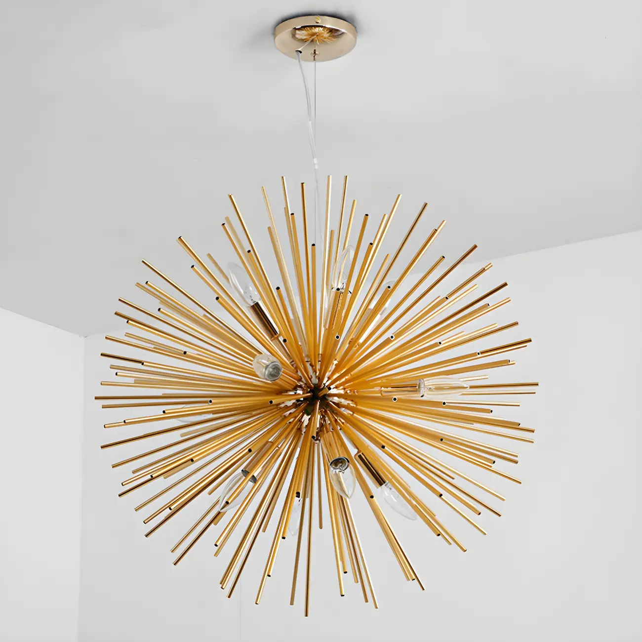 Unique Gold Sputnik Starburst Chandelier Height Adjustable