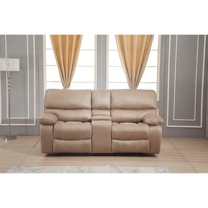 Betsy Furniture Microfiber Manual Rclining 2-seat Loveseat with Console 8007