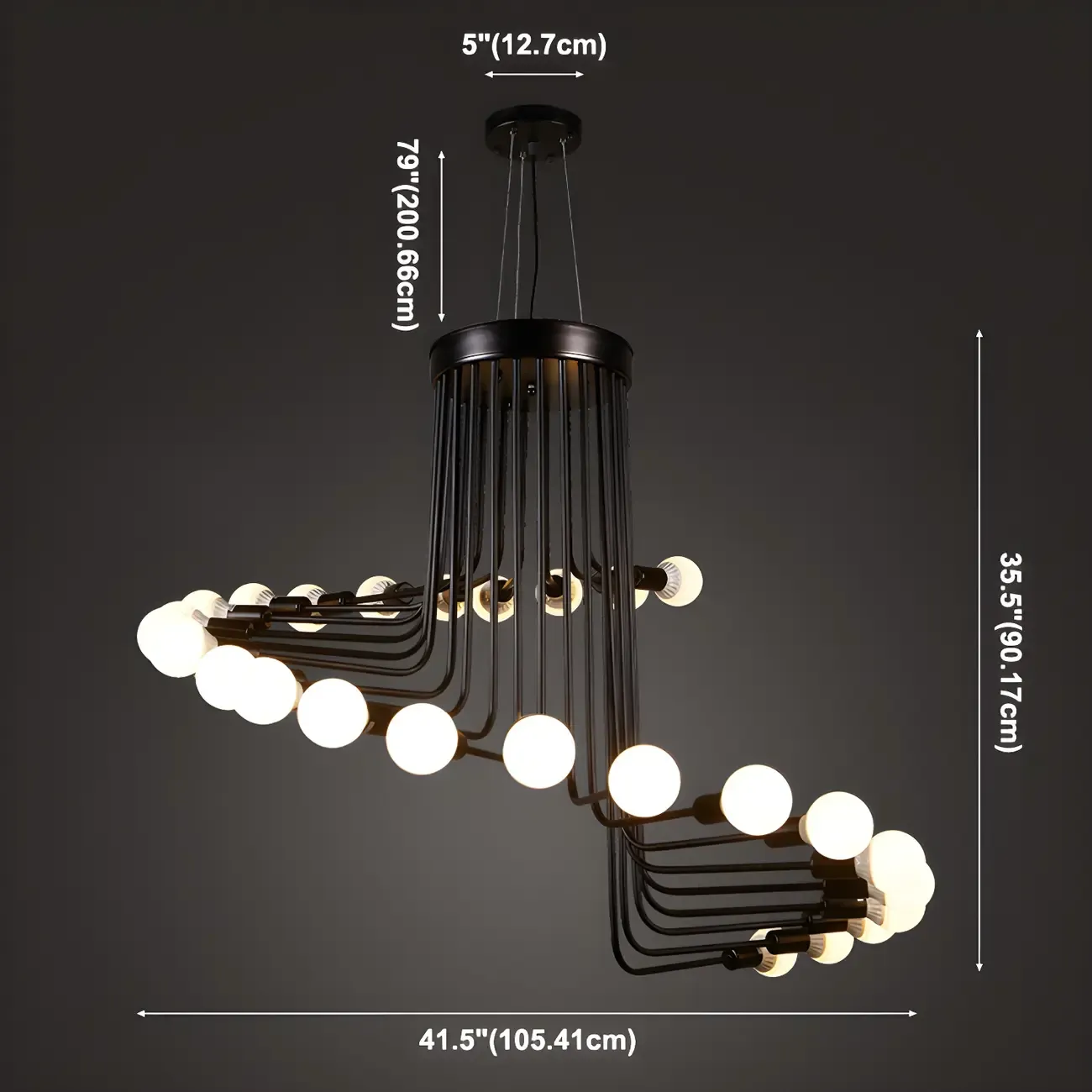Black Modern Glass Linear Chandelier Light