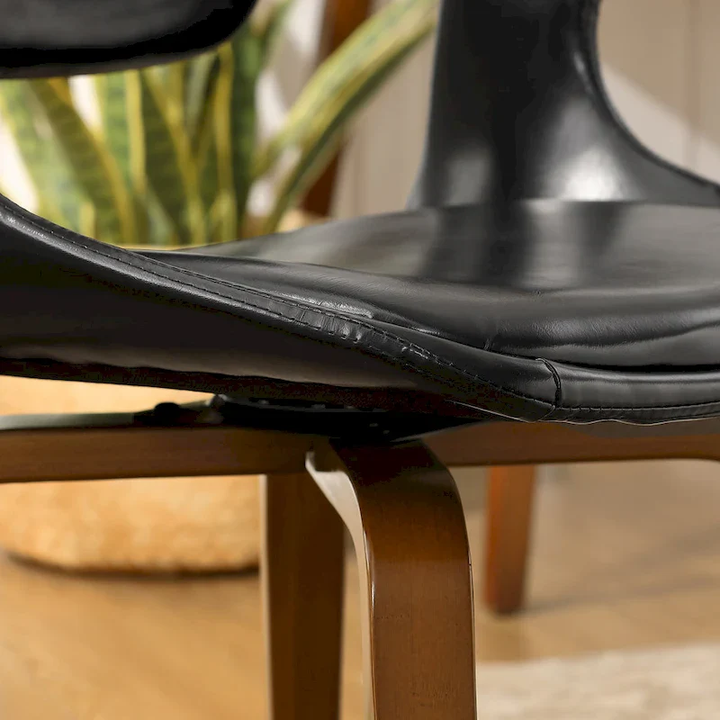 Art Leon Set of 4 Wood and Faux Leather Swivel Chairs