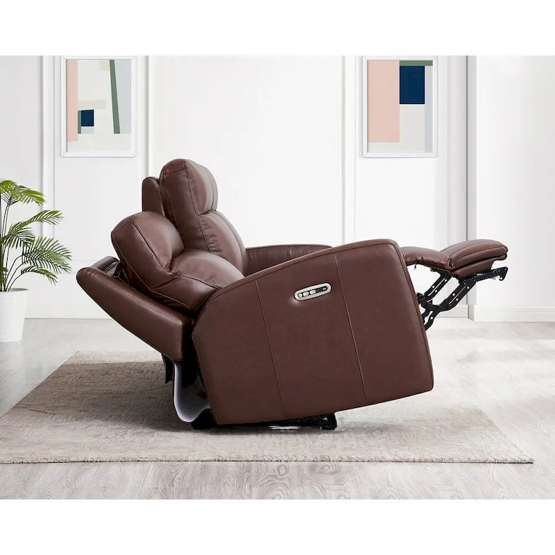 Hydeline Vienna Zero Gravity Power Recline and Headrest Top Grain Leather Sofa