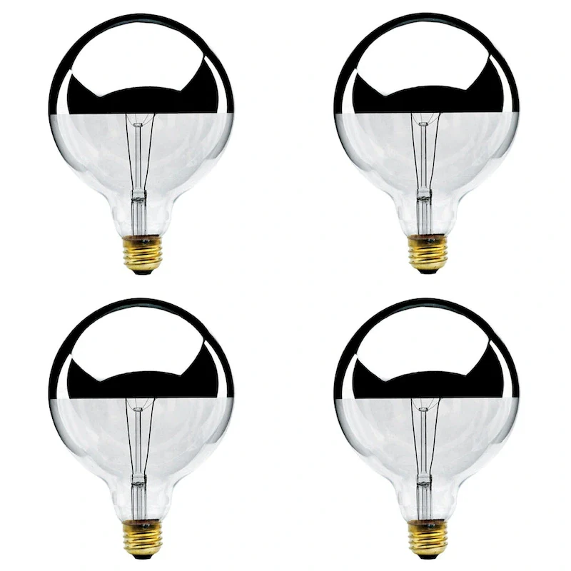 Bulbrite Pack of (4) 100 Watt Dimmable Half Chrome G40 Incandescent Light Bulbs with Medium (E26) Base, 2700K Warm White Light
