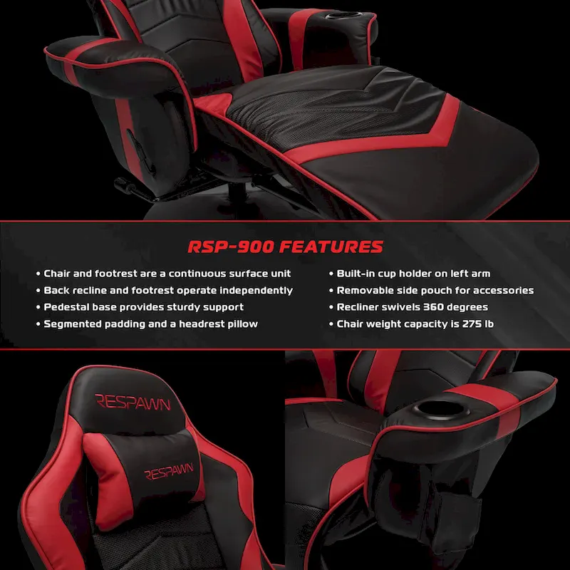 RESPAWN 900 Gaming Recliner - Reclining Gaming Chair with Footrest, Gaming Chair Recliner