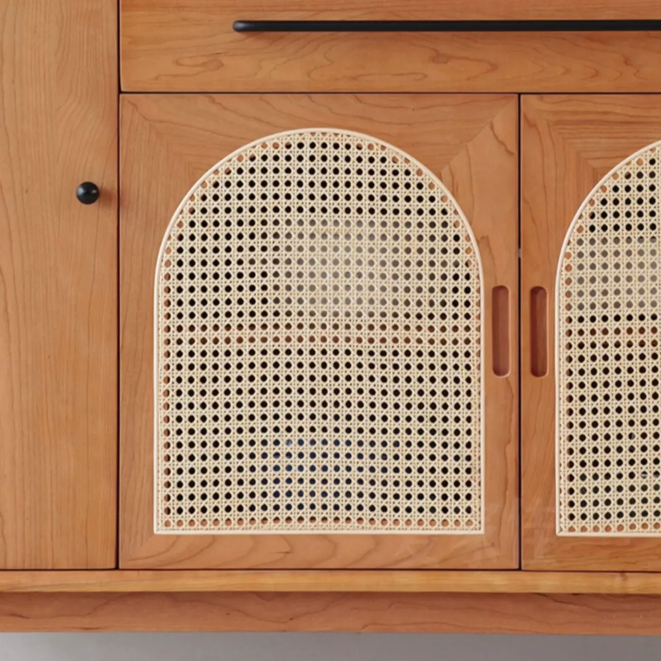 Modern Pine Cherry Wood Narrow Kitchen Sideboard