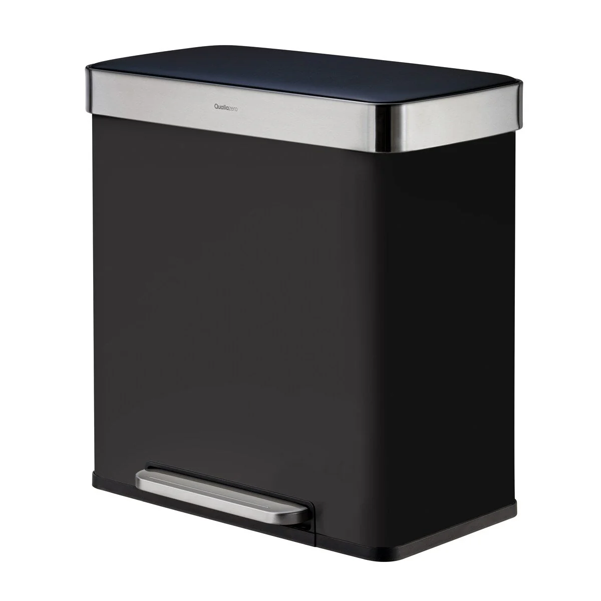 Qualiazero 16 Gal (8 Gal dual unit) Rectangular Recycle Step Can - Stainless Steel