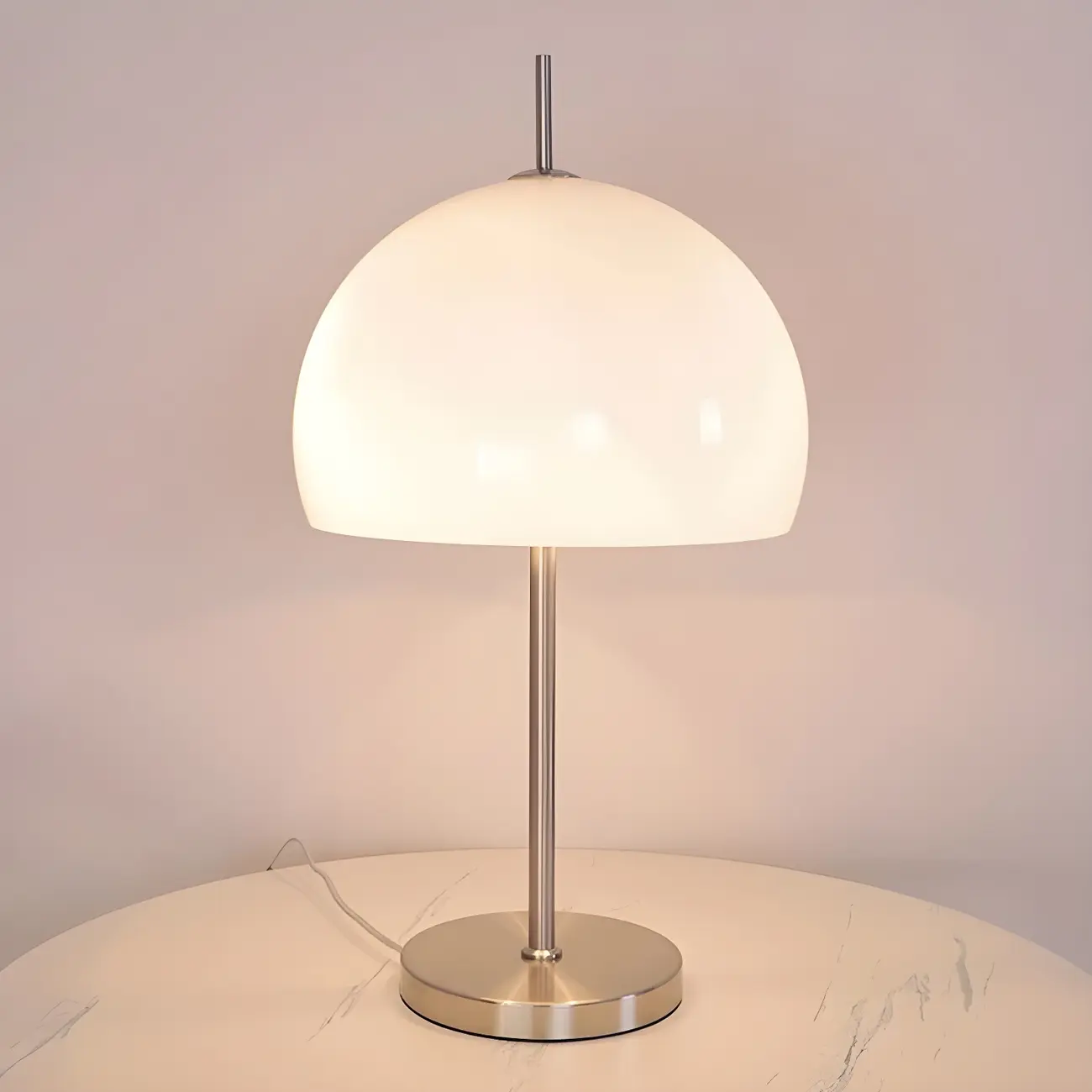 Caramel Gradient Glass Dome Table Lamp Stainless Steel Base