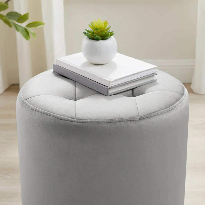 Chelle Faux Leather Swivel Ottoman
