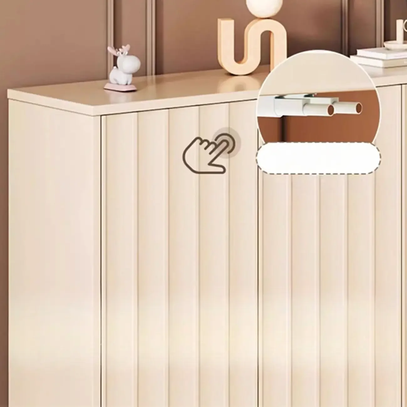Modern White Closed Back Adjustable Wooden Shoe Cabinet