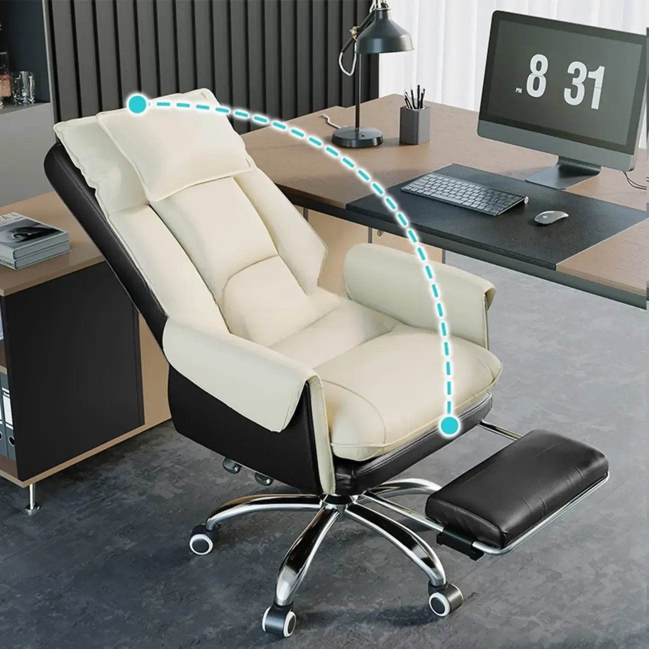 Modern High Back Ergonomic Leather Swivel Executive Office Chair