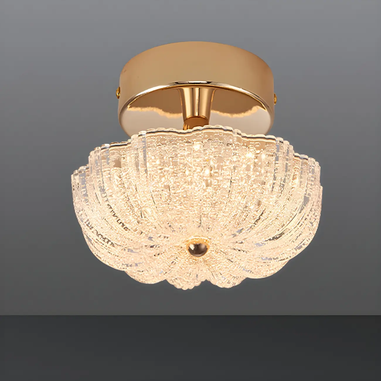Golden Dome Semi Flush Ceiling Light with Acrylic Shade