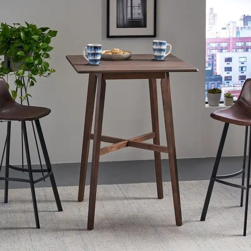 Modern Bar Height 42 Dining Table, Rubberwood Legs and Laminate Table Top