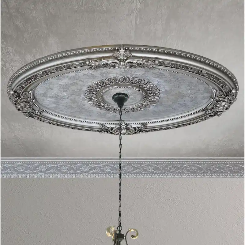 Golden Rocaille Oval Chandelier Ceiling Medallion
