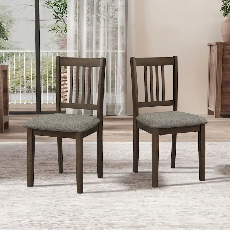 Kitchen Breakfast Nook Dining Table Chairs Set Square Wooden Dining Table Casual Dining Table with 4 Upholstered Dining Chairs