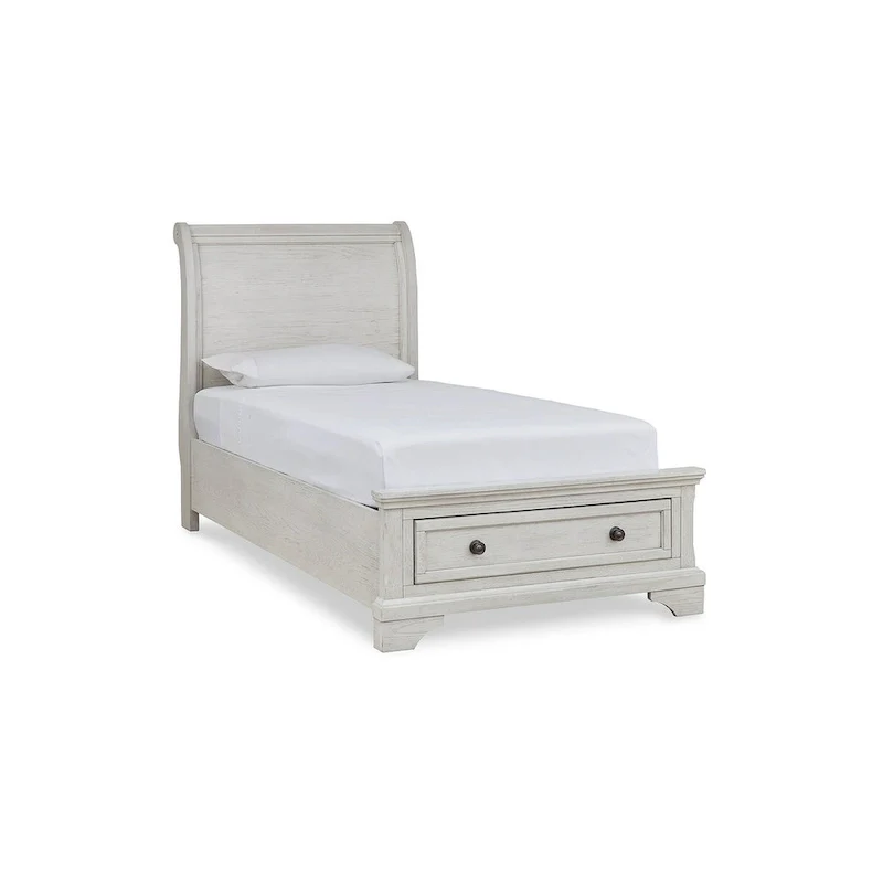 Signature Design by Ashley Robbinsdale Antique White Twin Sleigh Storage Bed