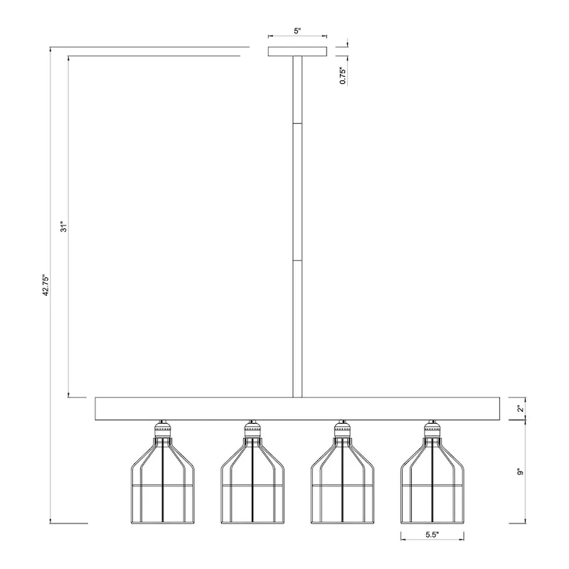 Malli Farmhouse Kitchen Island Chandelier Wood Grain Finish Metal Matte Black Lighting - Matte Black and Wood Grain