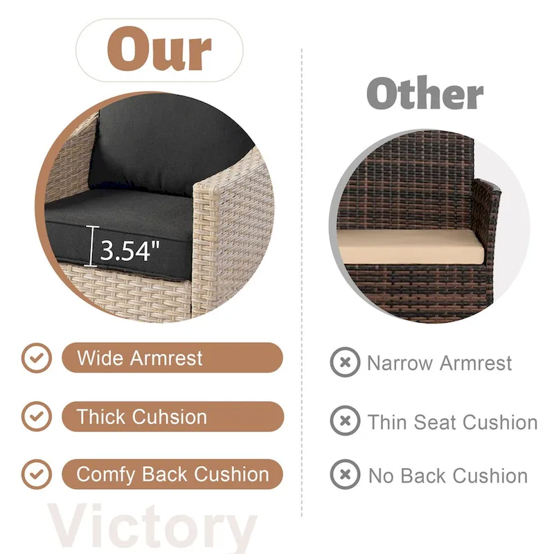 HOOOWOOO 8-piece Wicker Patio Furniture Conversation Sofa Set