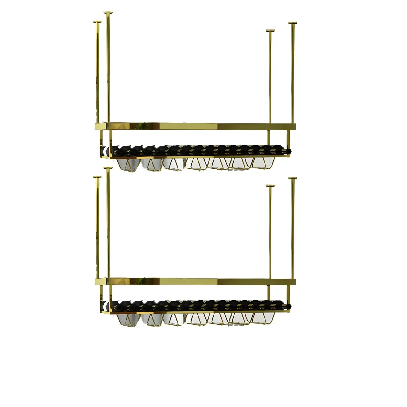 Modern Metal Hanging Wine Rack with Glass Holder