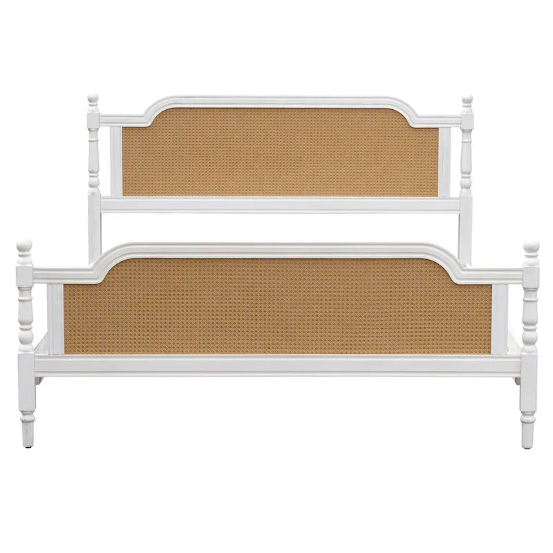 Traditional Style Rattan Bed Frame, No Box Spring Needed