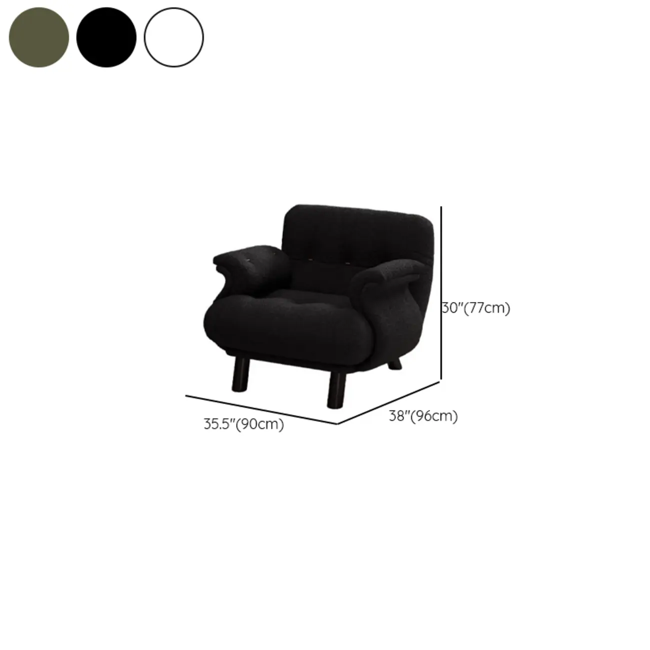 Elegant White Snowflake Velvet Upholstered Arm Accent Chair