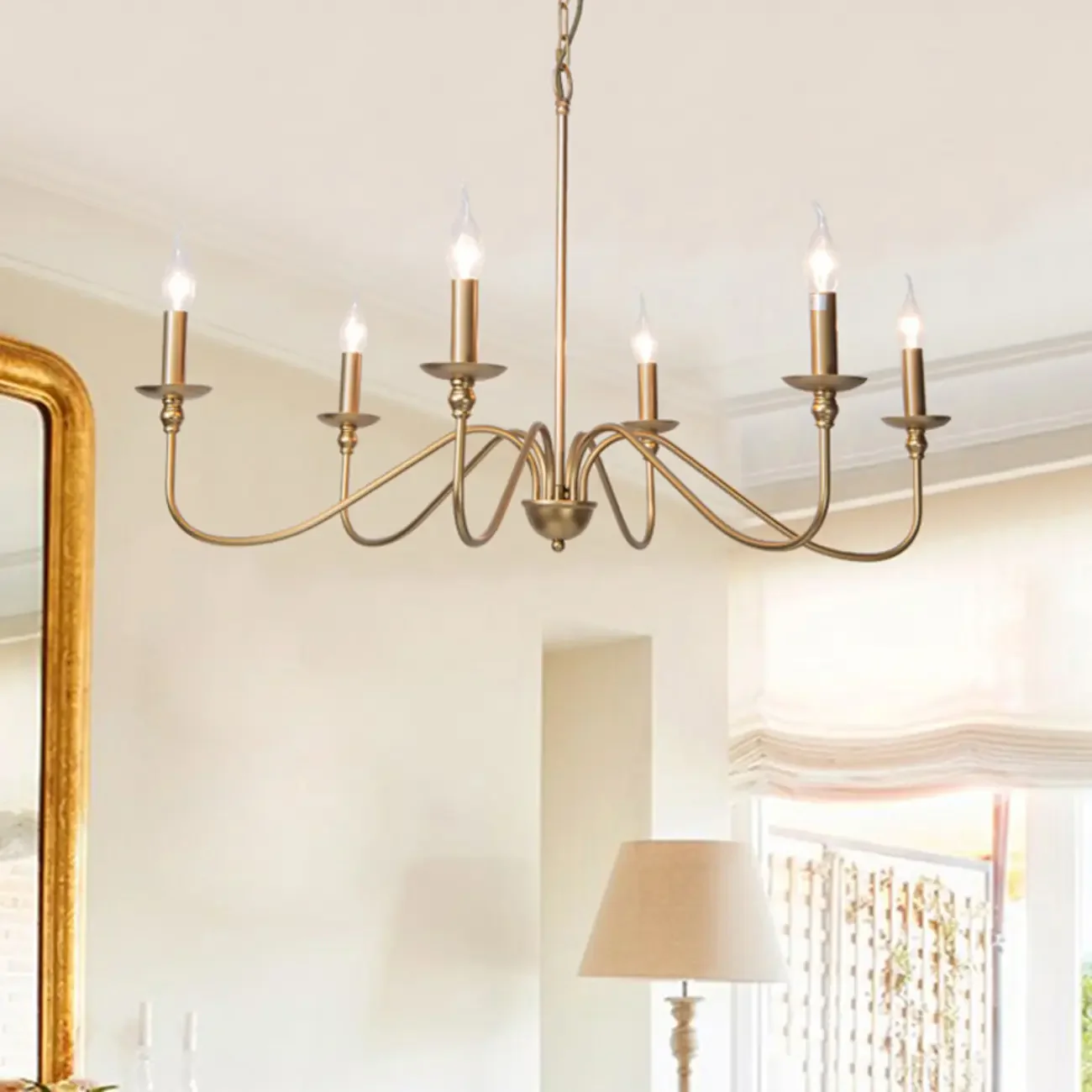 Adjustable Height Classic Golden Candelabra Chandelier