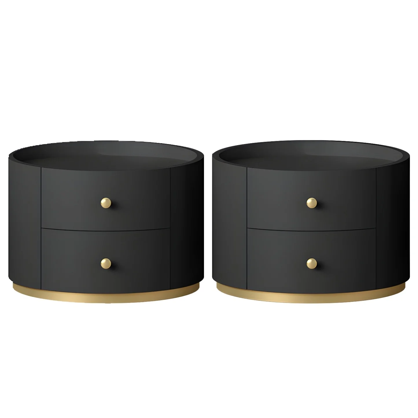 Glam Manufactured Wood Round 2-Drawer Nightstand