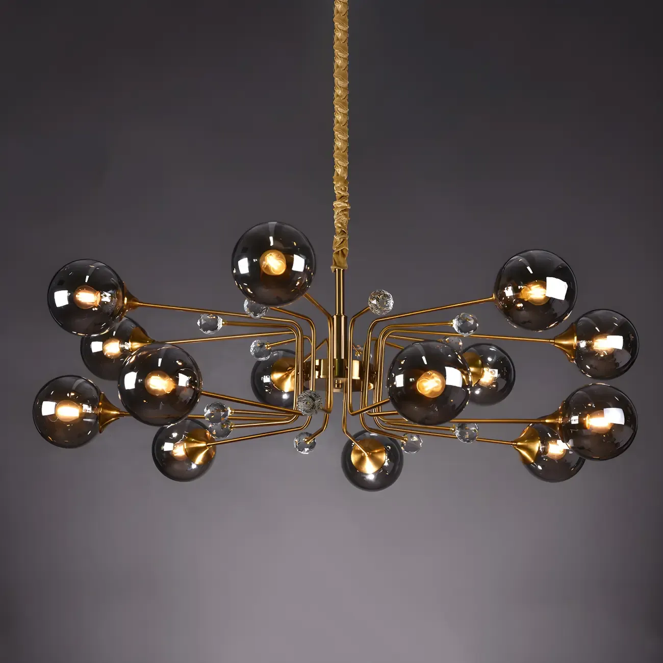 8-Light Mid-Century Modern Glass Globe Chandelier
